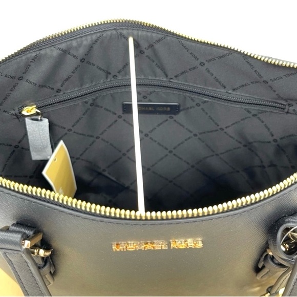 Michael Kors Charlotte Tote & Double Zip Wallet Black/Gold - Picture 7 of 10